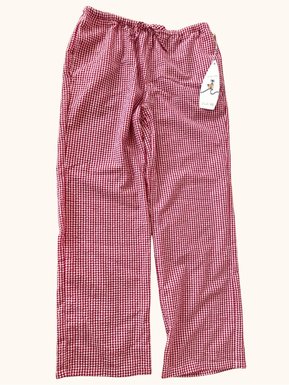 Cali 1850 Red Gingham Cotton Lounge Pajama Pants L NWT
